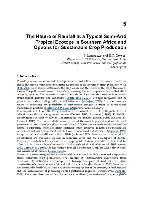 (PDF) The Nature of Rainfall at a Typical Semi-Arid Tropical Ecotope in ...