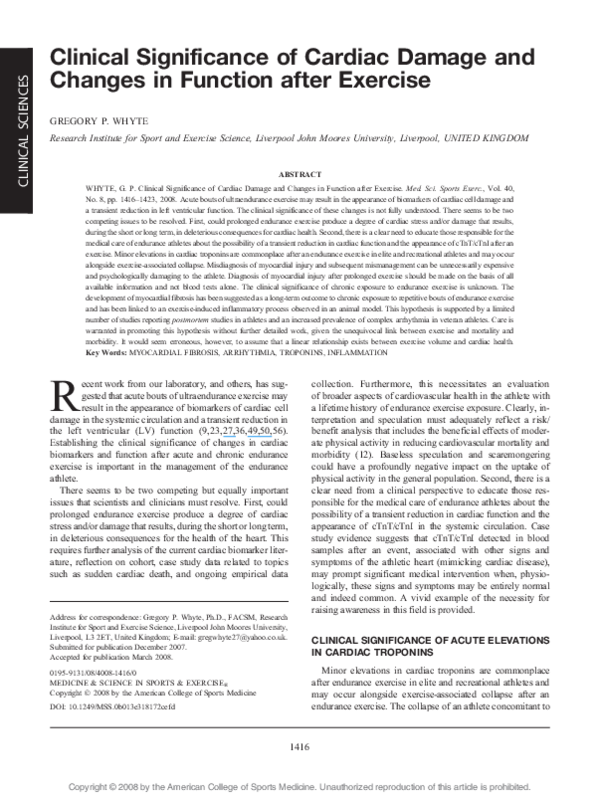 (PDF) Clinical Significance of Cardiac Damage and Changes in Function ...