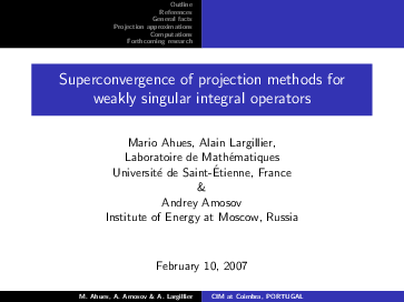 (PDF) Superconvergence of Projection Methods for Weakly Singular ...
