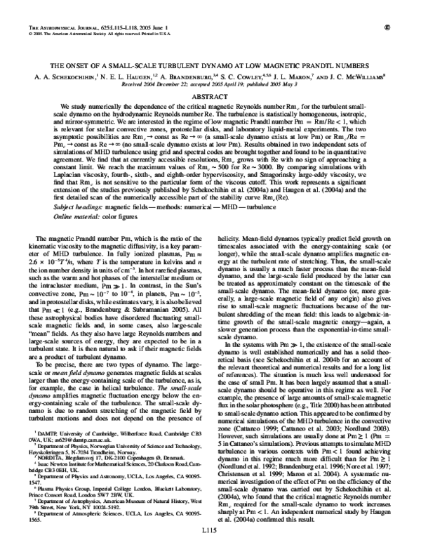(PDF) The onset of a small-scale turbulent dynamo at low magnetic ...