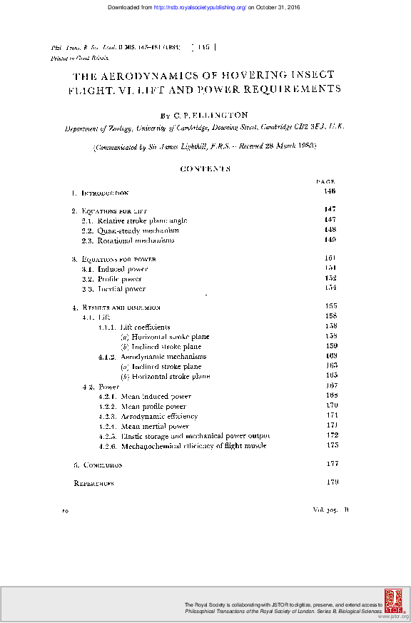 (PDF) The Aerodynamics of Hovering Insect Flight. VI. Lift and Power ...