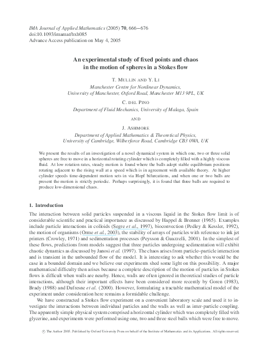 (PDF) An experimental study of fixed points and chaos in the motion of ...