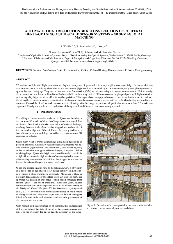 (PDF) Automated high resolution 3D reconstruction of cultural heritage ...