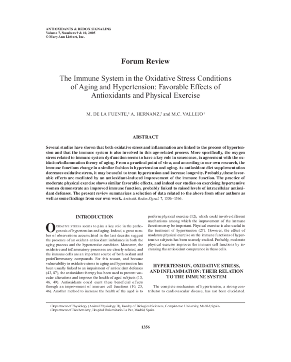 (PDF) The Immune System in the Oxidative Stress Conditions of Aging and ...