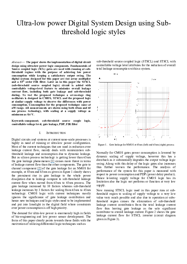 (PDF) Ultralow power Digital System Design using Subthreshold logic