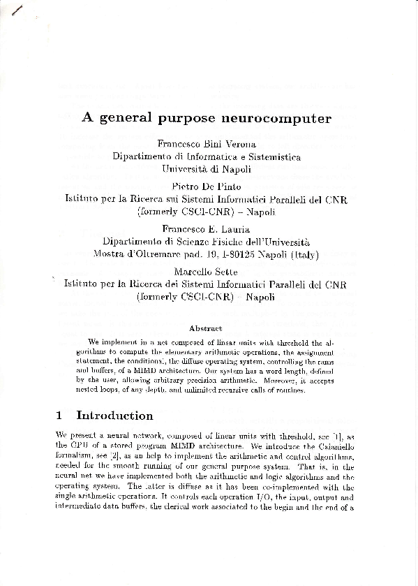(PDF) A general purpose neurocomputer Istituto per la Ricerca sui ...