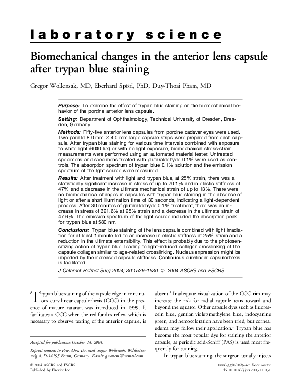 (PDF) Biomechanical changes in the anterior lens capsule after trypan