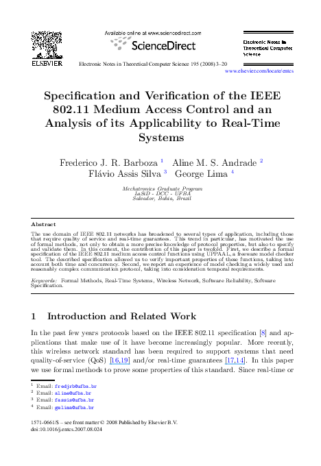 (PDF) Specification and Verification of the IEEE 802.11 Medium Access ...