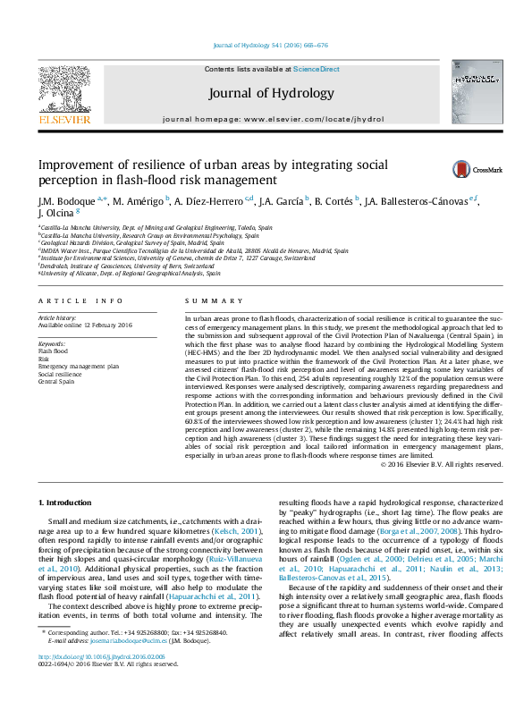 (PDF) Improvement of resilience of urban areas by integrating social ...