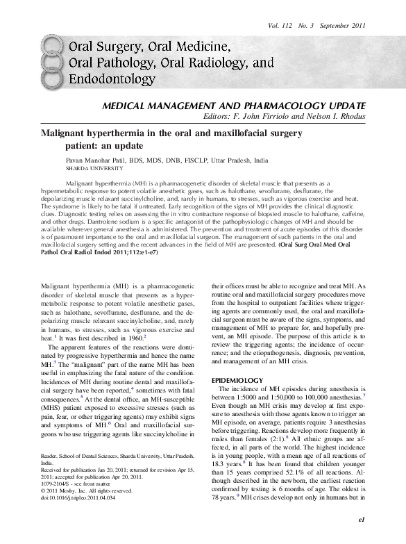 History of malignant hyperthermia image