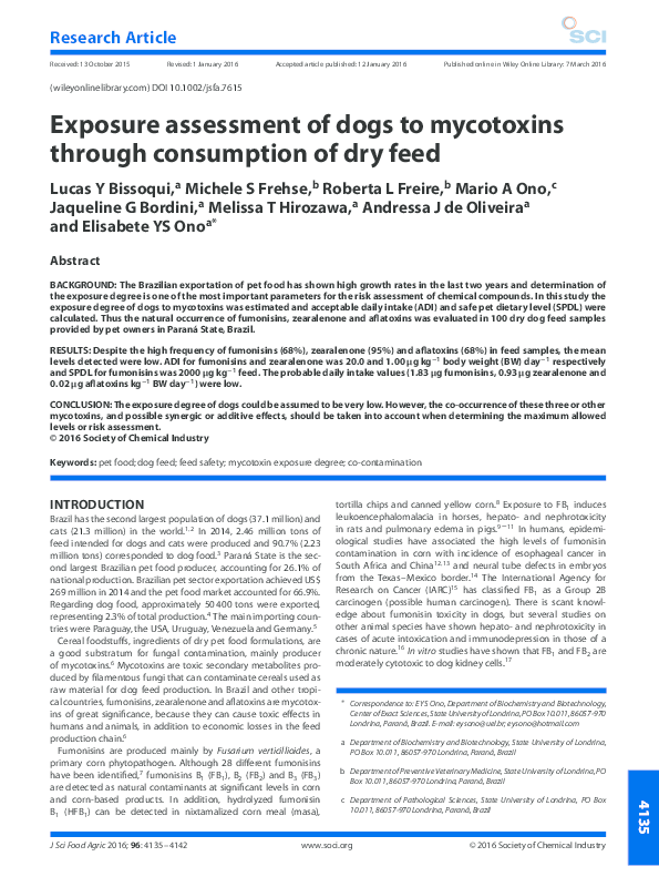 Picture of (PDF) Exposure assessment of dogs to mycotoxins through consumption of ...