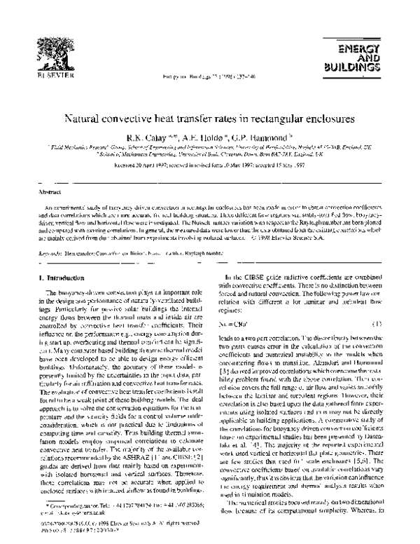 (PDF) Natural convective heat transfer rates in rectangular enclosures