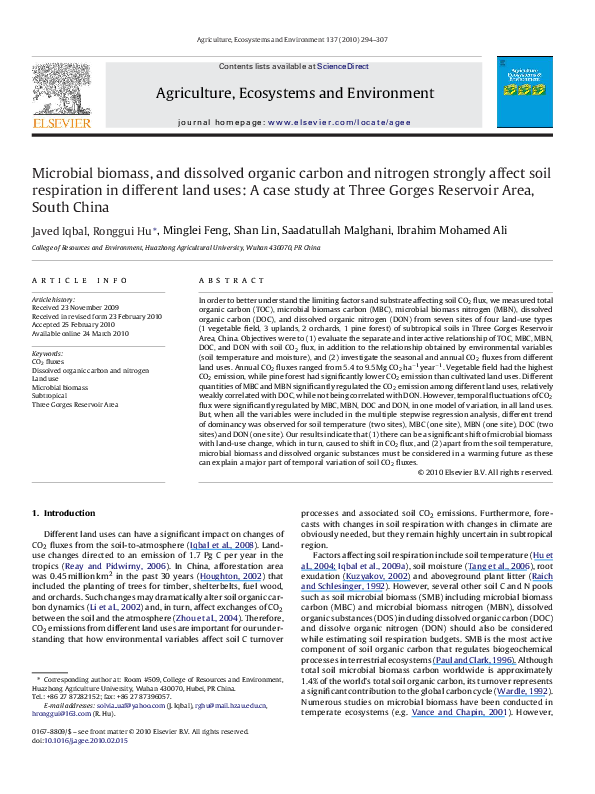 (PDF) Microbial biomass, and dissolved organic carbon and nitrogen ...