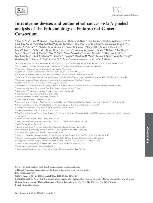 (PDF) Intrauterine Devices and Endometrial Cancer Risk: A Pooled ...