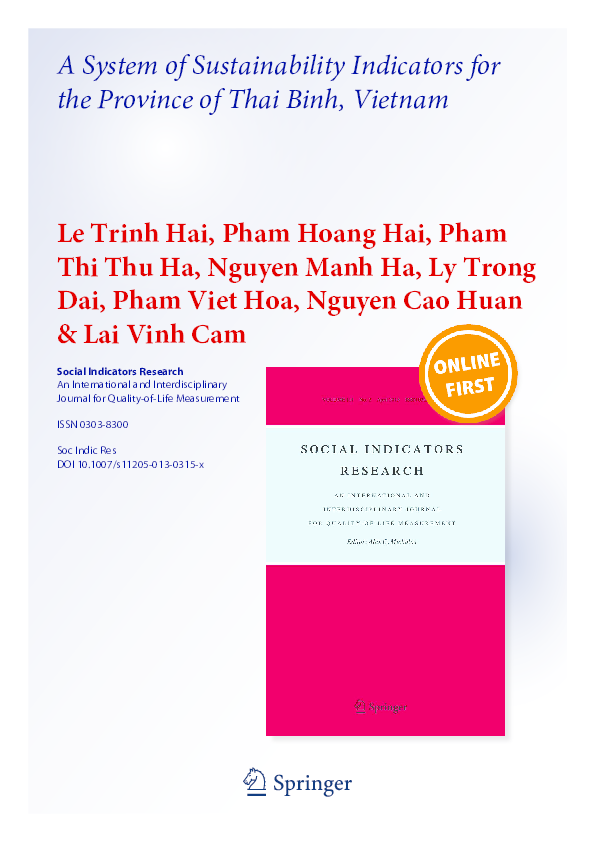 (PDF) A System of Sustainability Indicators for the Province of Thai ...