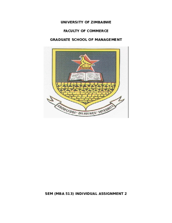 (DOC) UNIVERSITY OF ZIMBABWE FACULTY OF COMMERCE GRADUATE SCHOOL OF