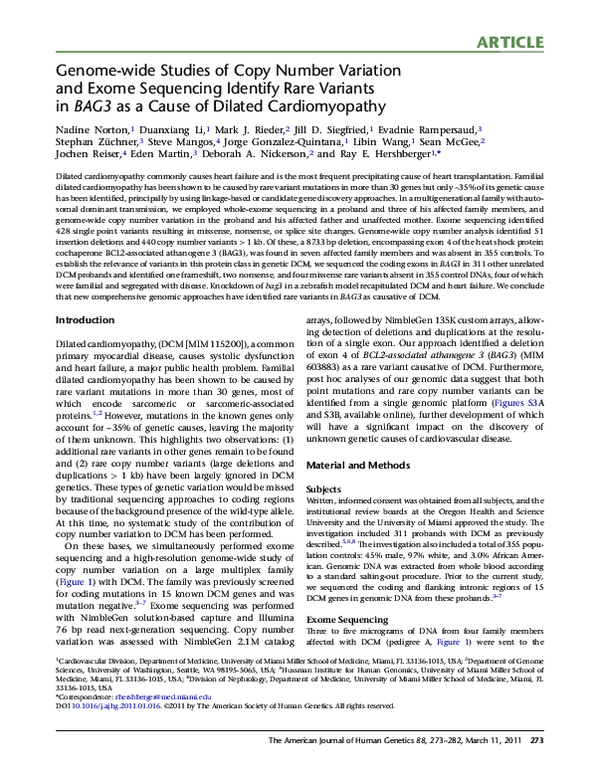 (PDF) Genome-wide Studies of Copy Number Variation and Exome Sequencing ...
