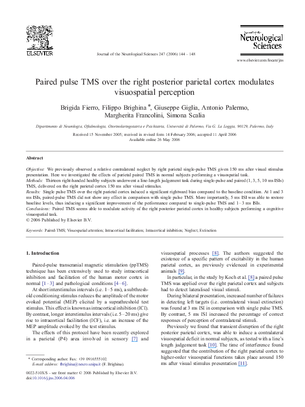 (PDF) Paired pulse TMS over the right posterior parietal cortex ...
