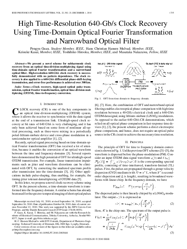(PDF) High TimeResolution 640Gb/s Clock Recovery Using TimeDomain