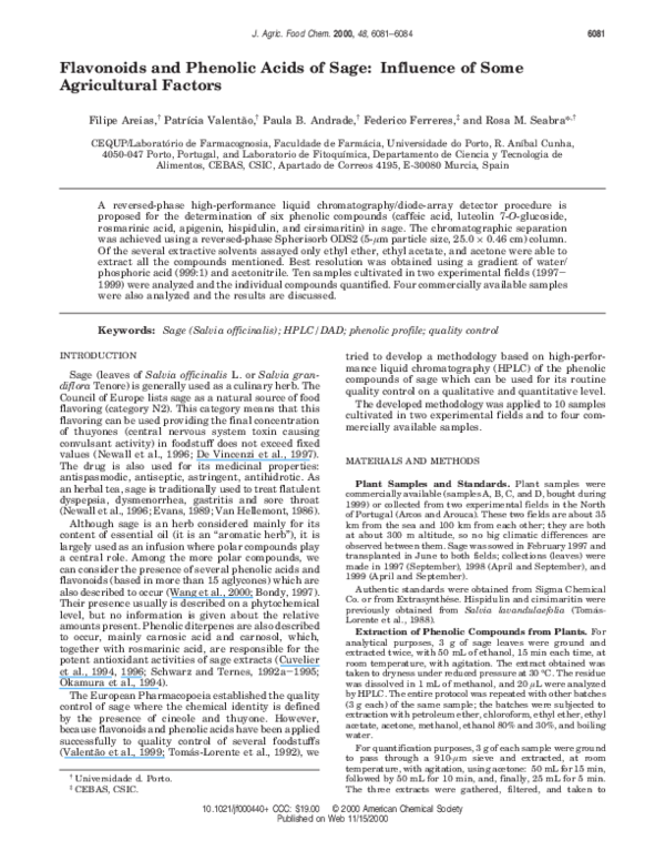 (PDF) Flavonoids and Phenolic Acids of Sage: Influence of Some ...