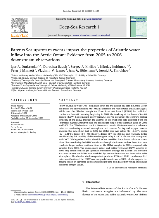 (PDF) Barents Sea upstream events impact the properties of Atlantic ...
