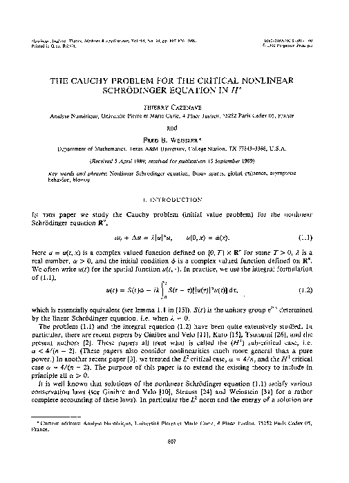 (PDF) The cauchy problem for the critical nonlinear Schrödinger ...