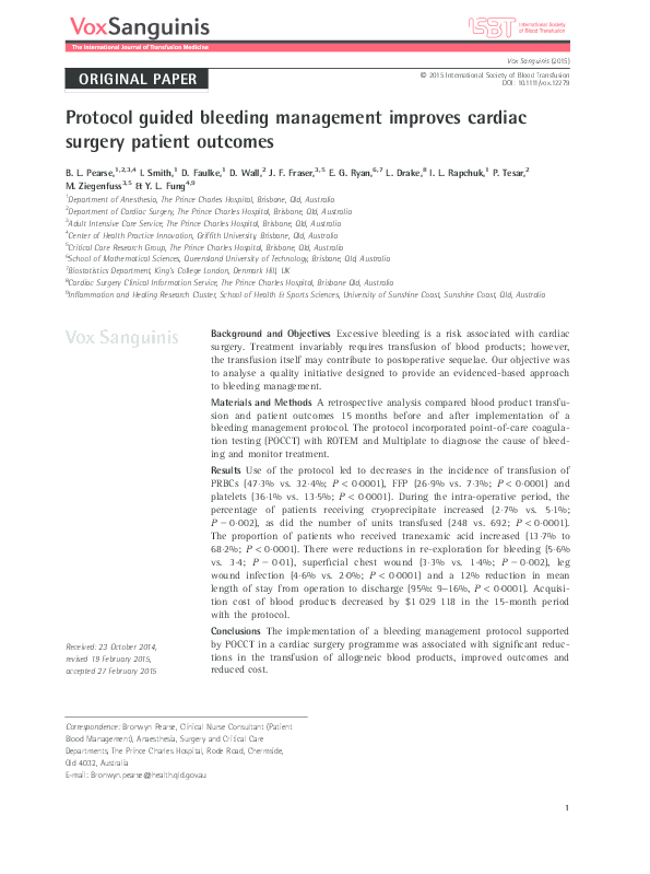 (PDF) Protocol guided bleeding management improves cardiac surgery ...