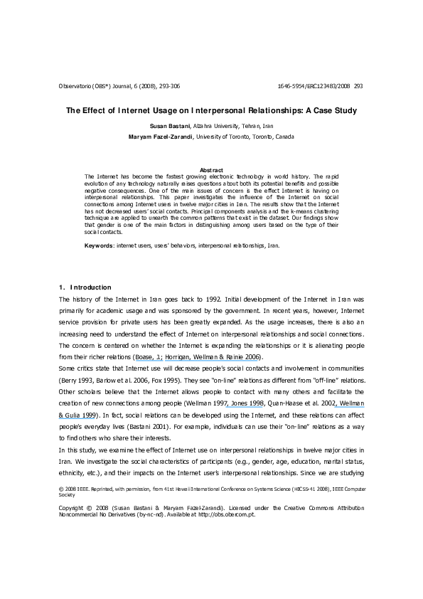 (PDF) The Effect of Internet Usage on Interpersonal Relationships: A ...