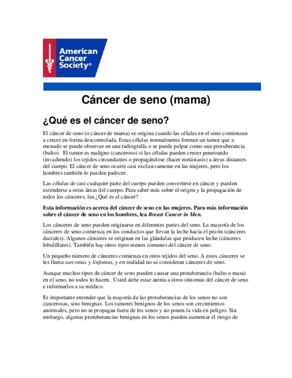 (PDF) Cáncer de seno (mama) ¿Qué es el cáncer de seno Niniveth