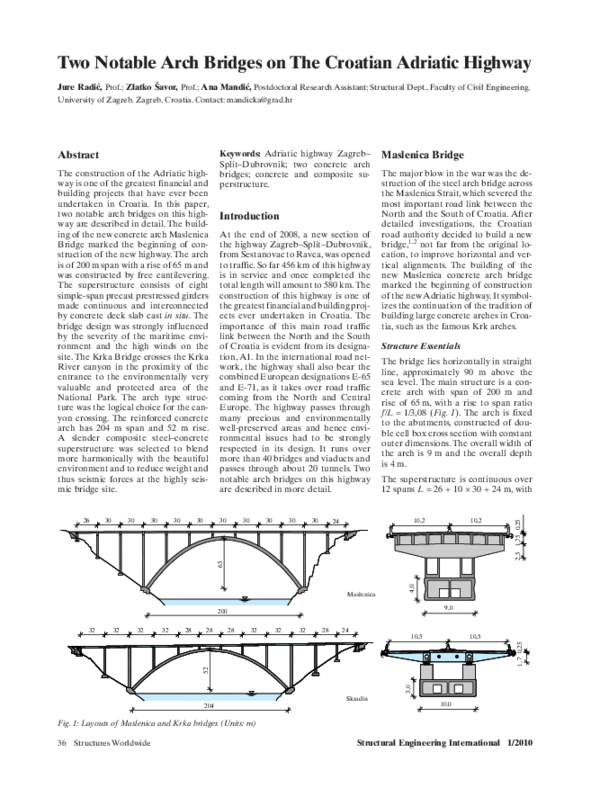 (PDF) Two Notable Arch Bridges on The Croatian Adriatic Highway