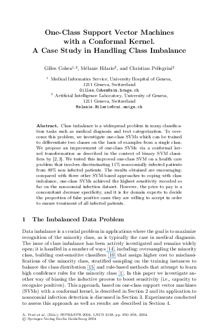 (PDF) One-Class Support Vector Machines with a Conformal Kernel. A Case ...