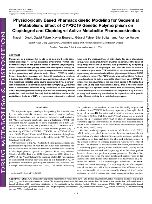(PDF) Physiologically based pharmacokinetic model useful in prediction ...
