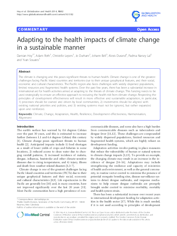 (PDF) Adapting to the health impacts of climate change in a sustainable ...