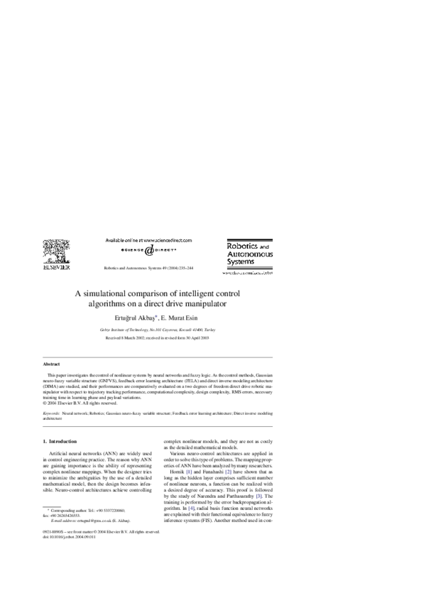 (PDF) A simulational comparison of intelligent control algorithms on a ...