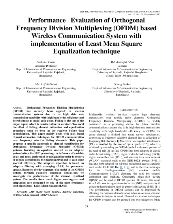 (PDF) Performance Evaluation of an Orthogonal Frequency Division ...