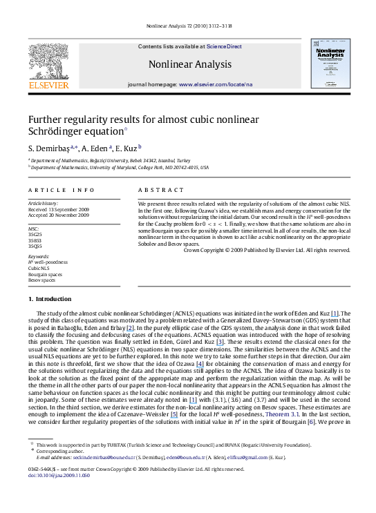 (PDF) Further regularity results for almost cubic nonlinear Schrödinger ...