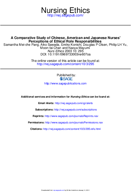 (PDF) A comparative study of Chinese, American and Japanese nurses ...