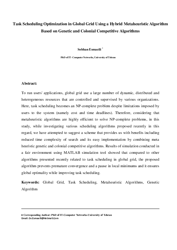 (PDF) Task Scheduling Optimization in Global Grid Using a Hybrid ...
