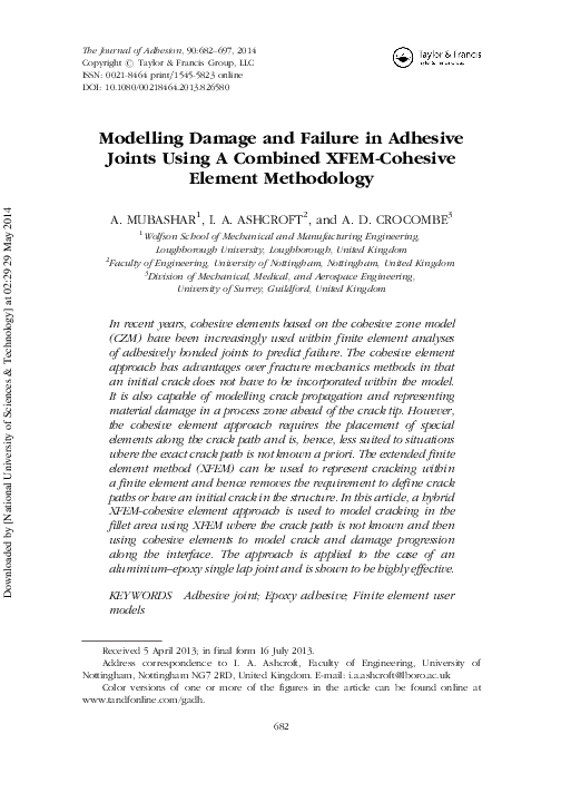 (PDF) Modelling Damage and Failure in Adhesive Joints Using A Combined