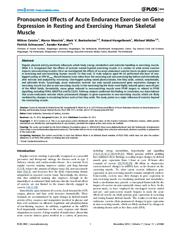 (PDF) Pronounced effects of acute endurance exercise on gene expression ...