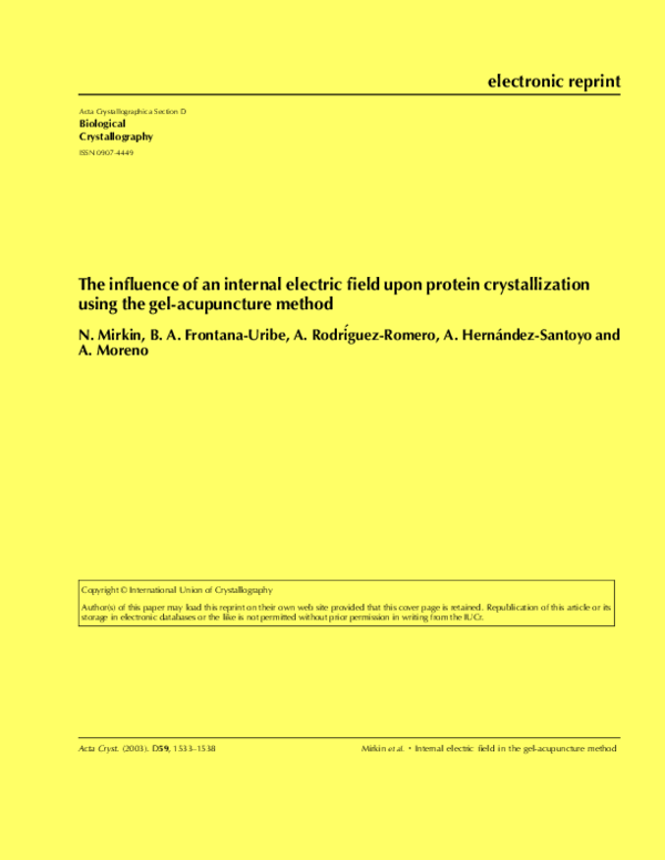 (PDF) The influence of an internal electric field upon protein ...