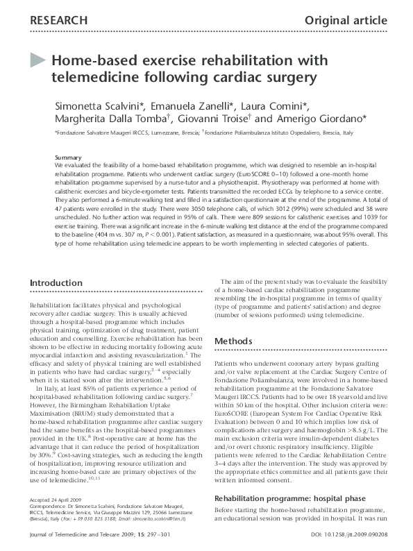 (PDF) Home-based exercise rehabilitation with telemedicine following ...
