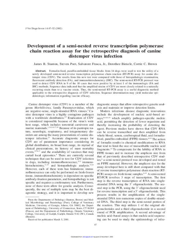 (PDF) Development of a Semi-Nested Reverse Transcription Polymerase ...