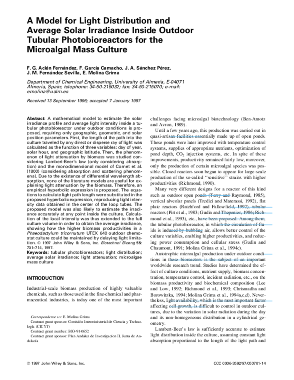 PDF) A model for light distribution and average solar irradiance
