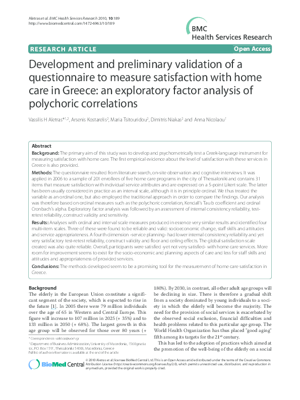 (PDF) Development and preliminary validation of a questionnaire to ...
