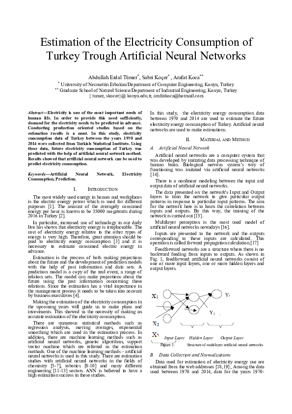 (DOC) Estimation of the Electricity Consumption of Turkey Trough ...