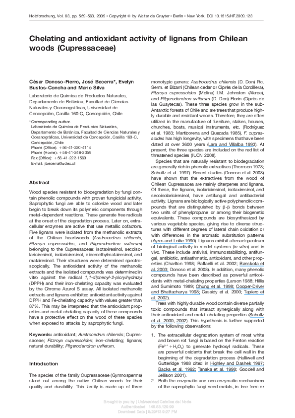 (PDF) Chelating and antioxidant activity of lignans from Chilean woods ...