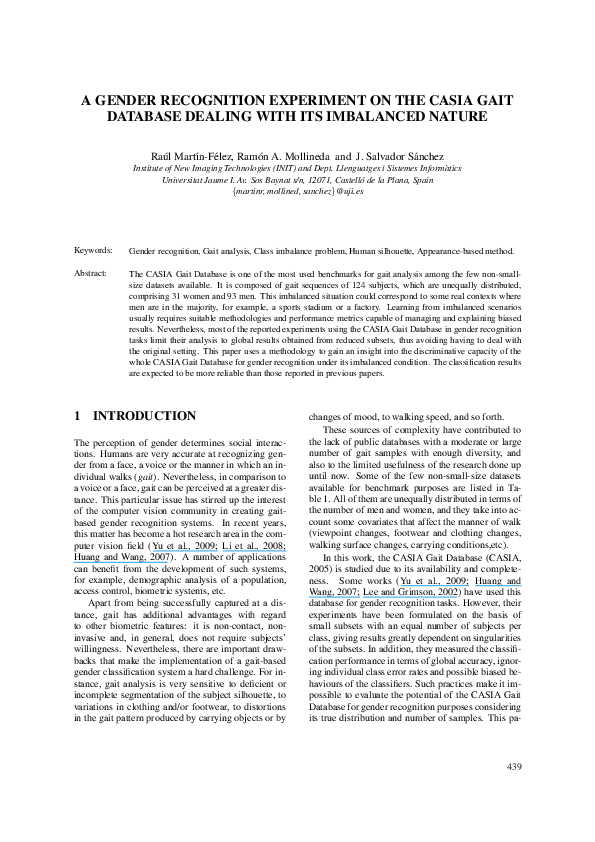 (PDF) A Gender Recognition Experiment on the CASIA Gait Database ...