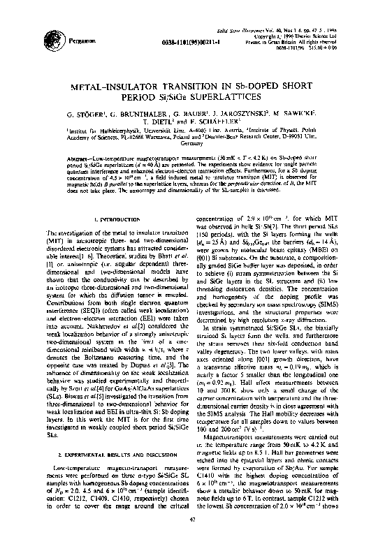 (PDF) Metal - insulator transition in Sb-doped short-period Si/SiGe ...