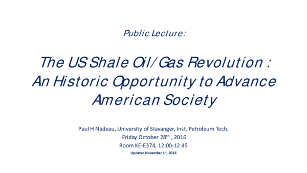 (PDF) The US Shale Oil/Gas Revolution : An Historic Opportunity to ...